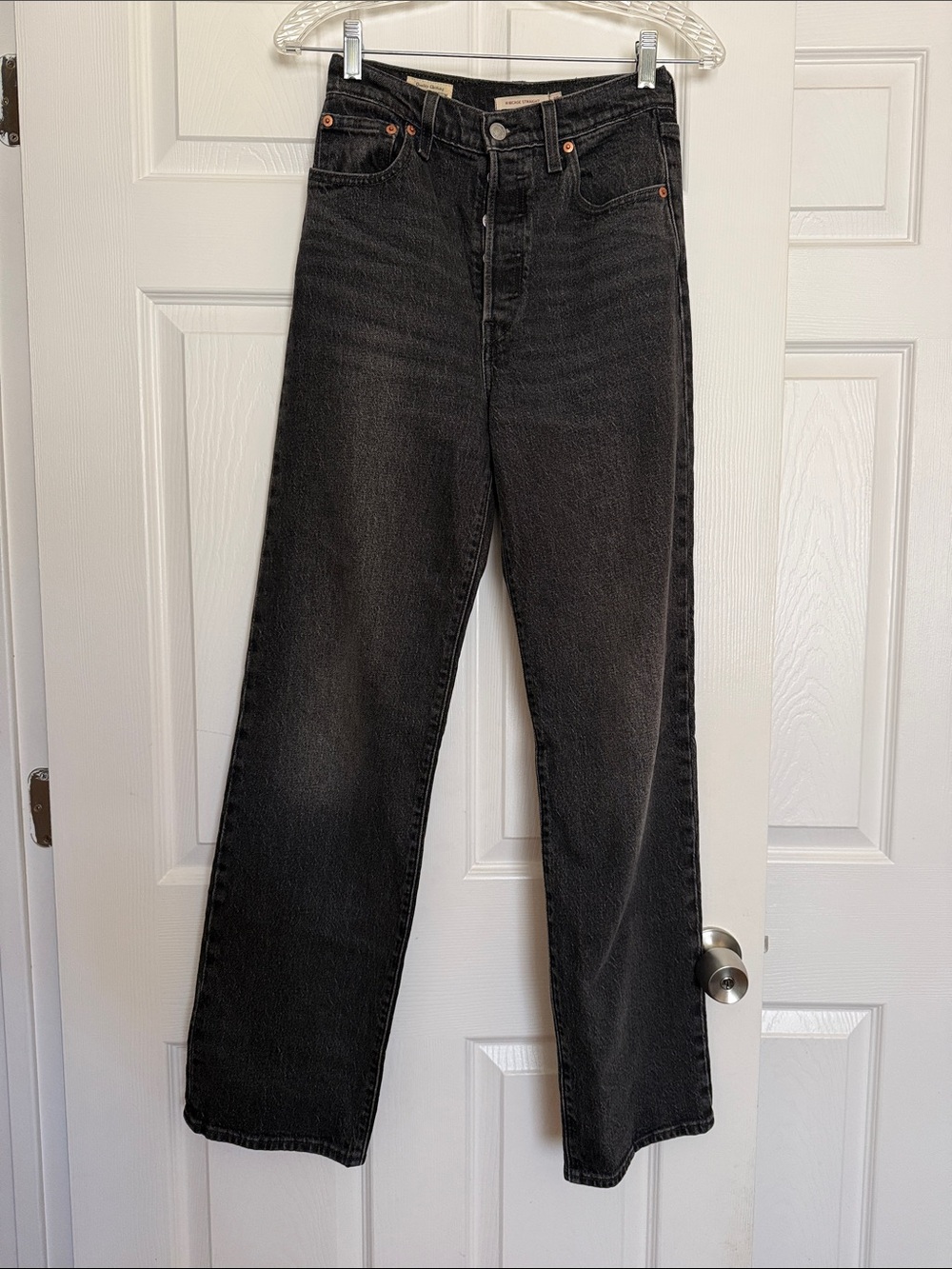 Levi’s Ribcage Straight Full Length Denim - Washed Out Black 25